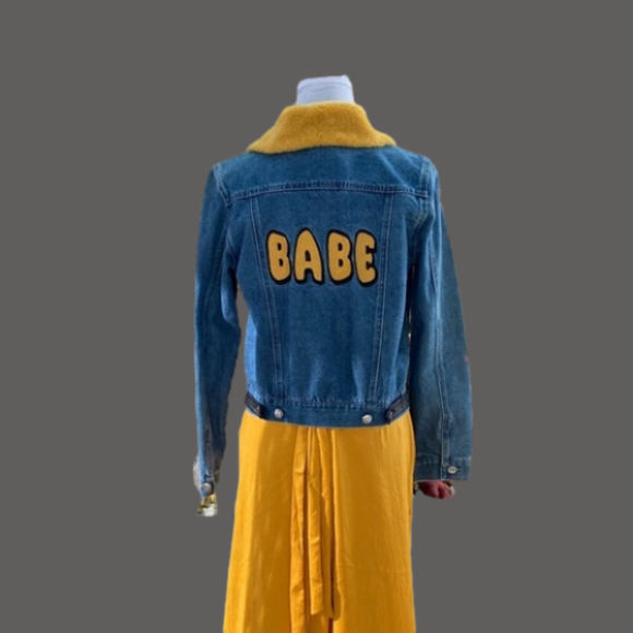 Samantha Sipos BABE Faux Fur Collar Denim Jacket  EUC - Picture 1 of 14